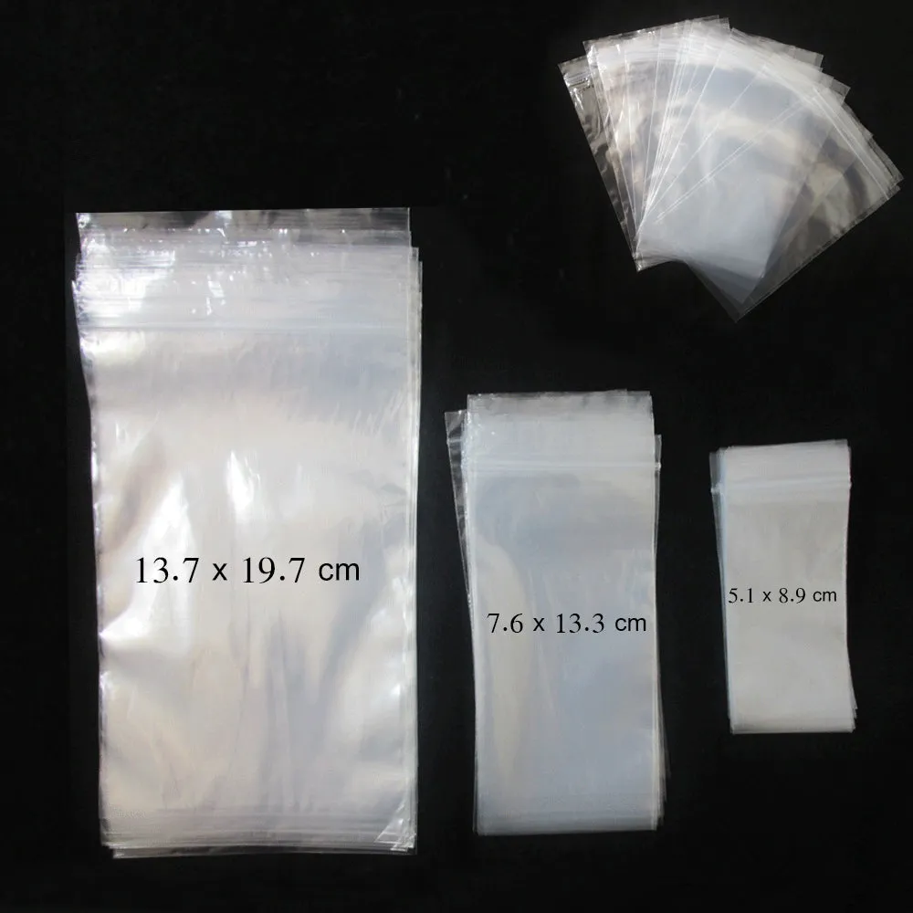600 Clear Baggies Reclosable Zipper Lock Plastic Bags Poly Jewelry Assorted Size