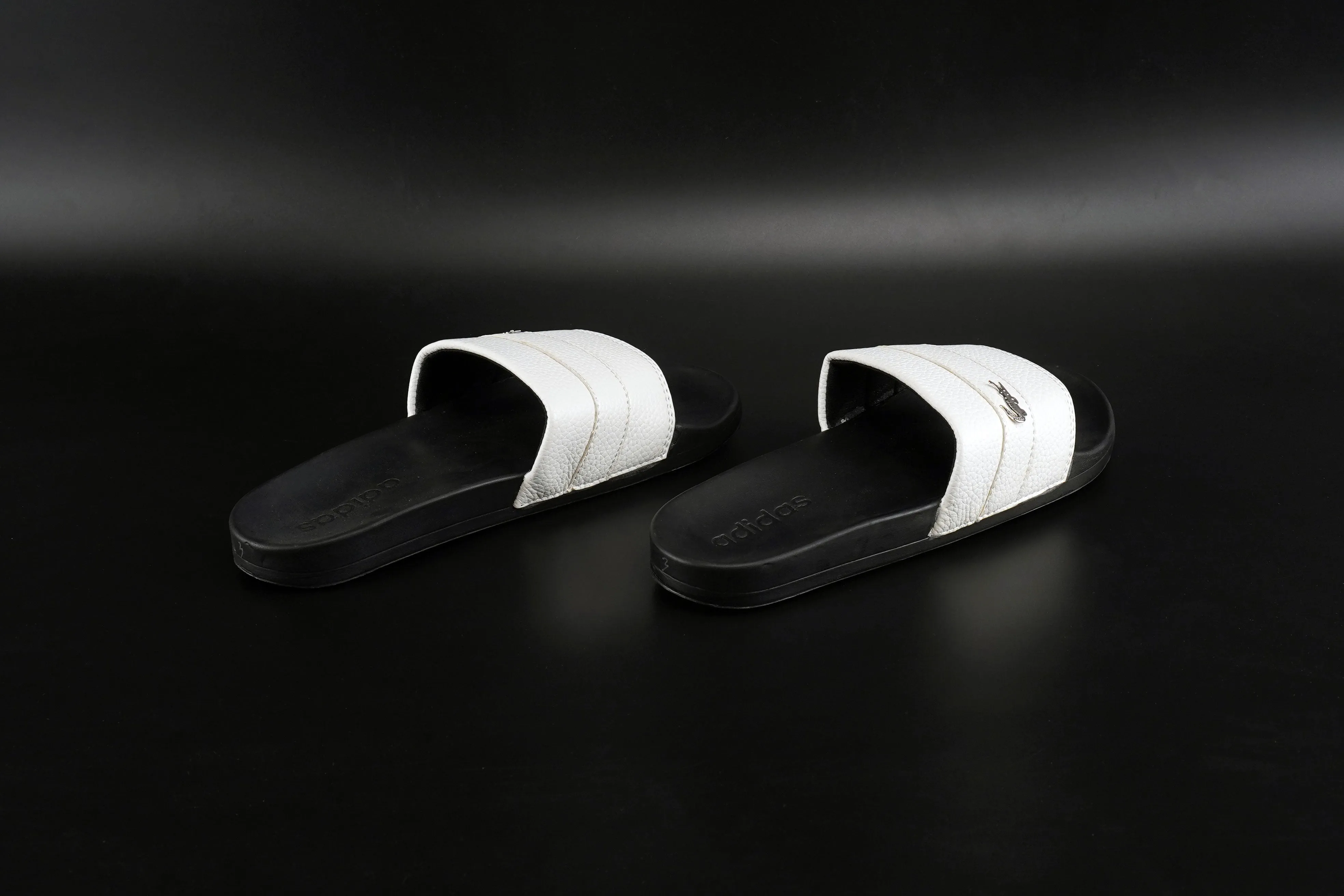 Adidas White and Black Slippers For Men