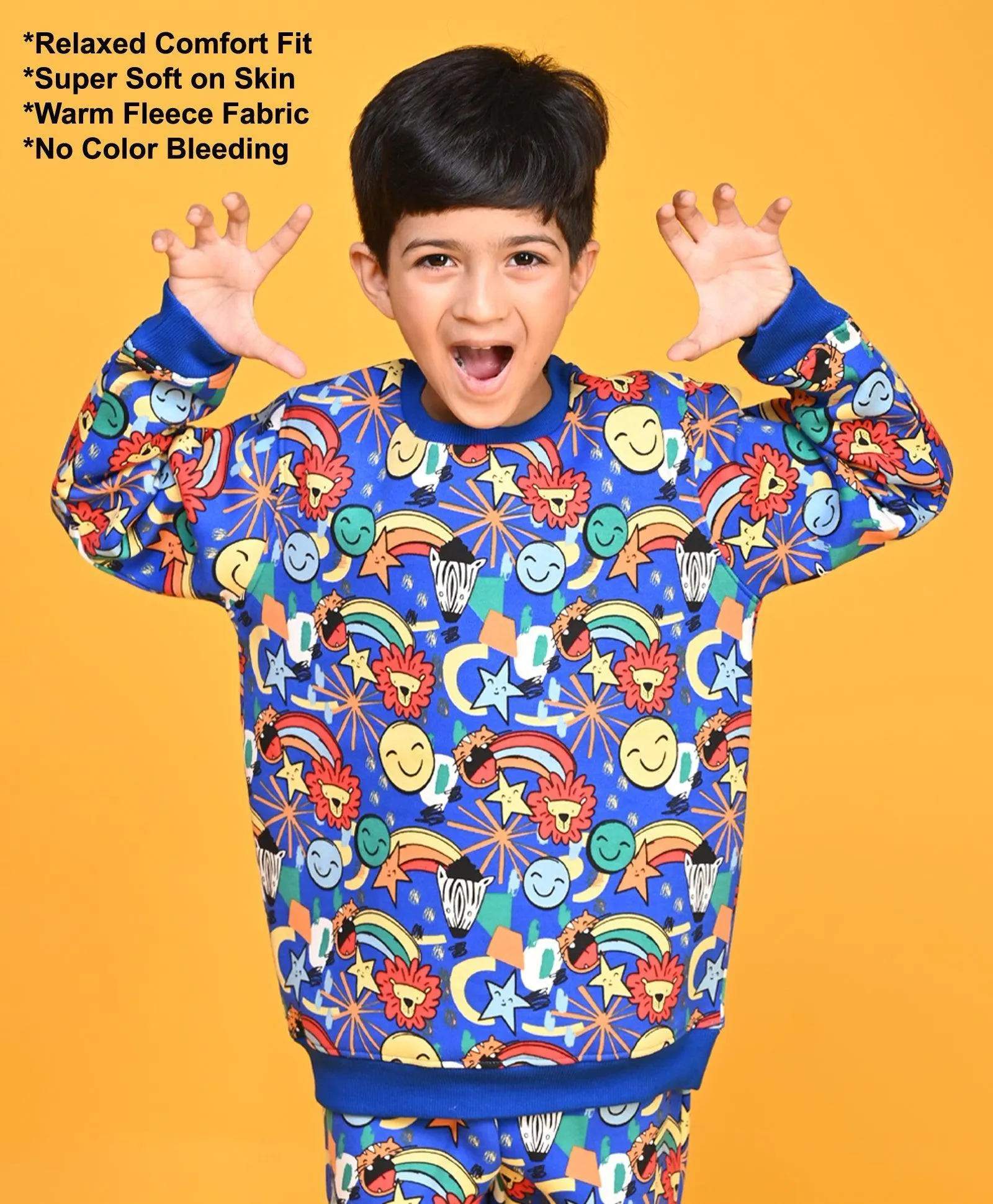 ANIMAL BOYS FLEECE SWEATSHIRT - BLUE