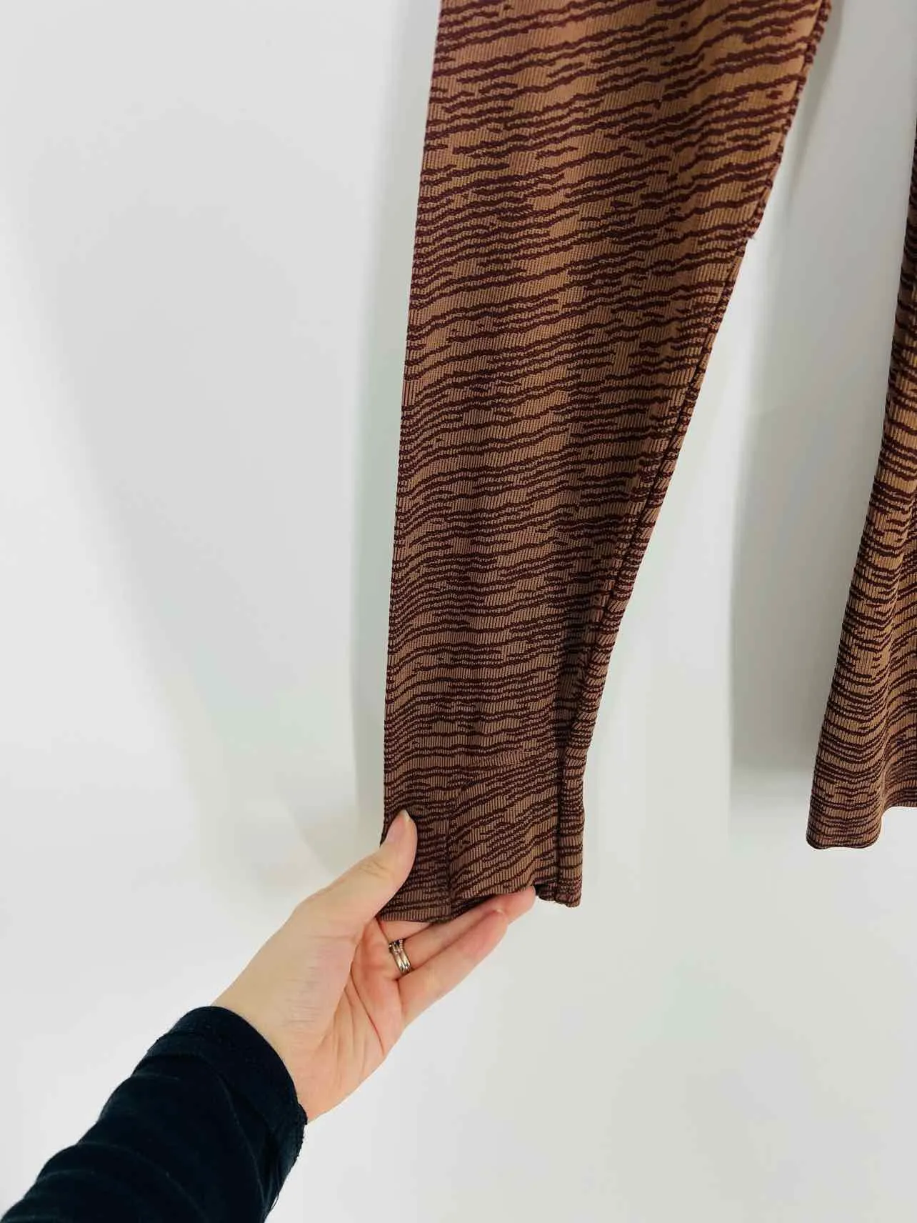 Athleta Size XL Brown Cowlneck Stripe Activewear Top-Long Sleeve