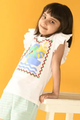 BEACH VIBES SUMMER GIRLS T-SHIRT - WHITE