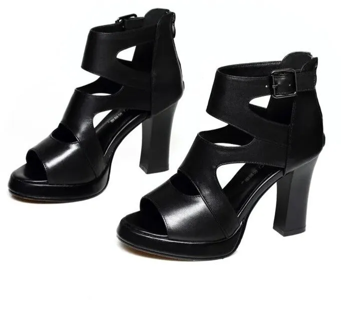 Black Classy Ankle Strap Sandals