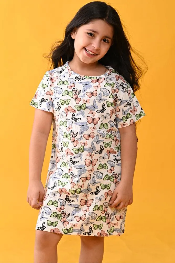 BUTTERFLY FUN NIGHT DRESS- WHITE
