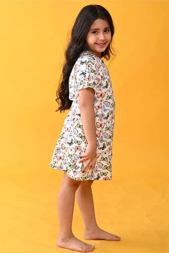 BUTTERFLY FUN NIGHT DRESS- WHITE