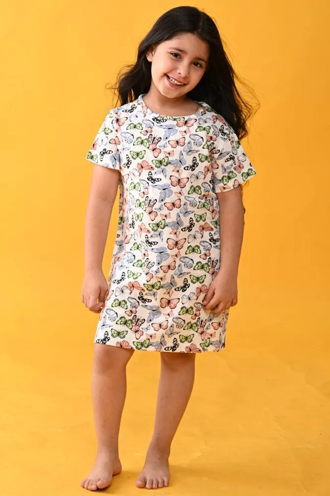 BUTTERFLY FUN NIGHT DRESS- WHITE