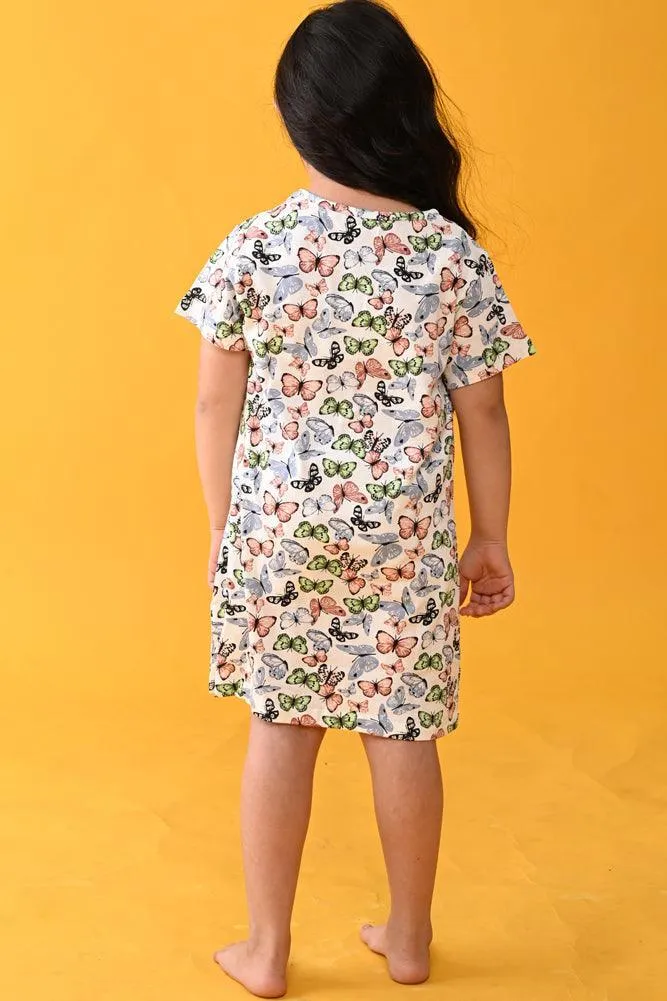 BUTTERFLY FUN NIGHT DRESS- WHITE