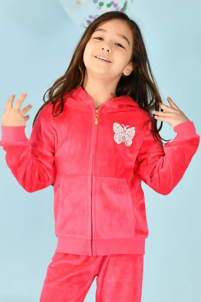 BUTTERFLY PINK VELOUR JOGGER