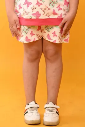 BUTTERFLY PRINT GIRLS SHORTS - WHITE
