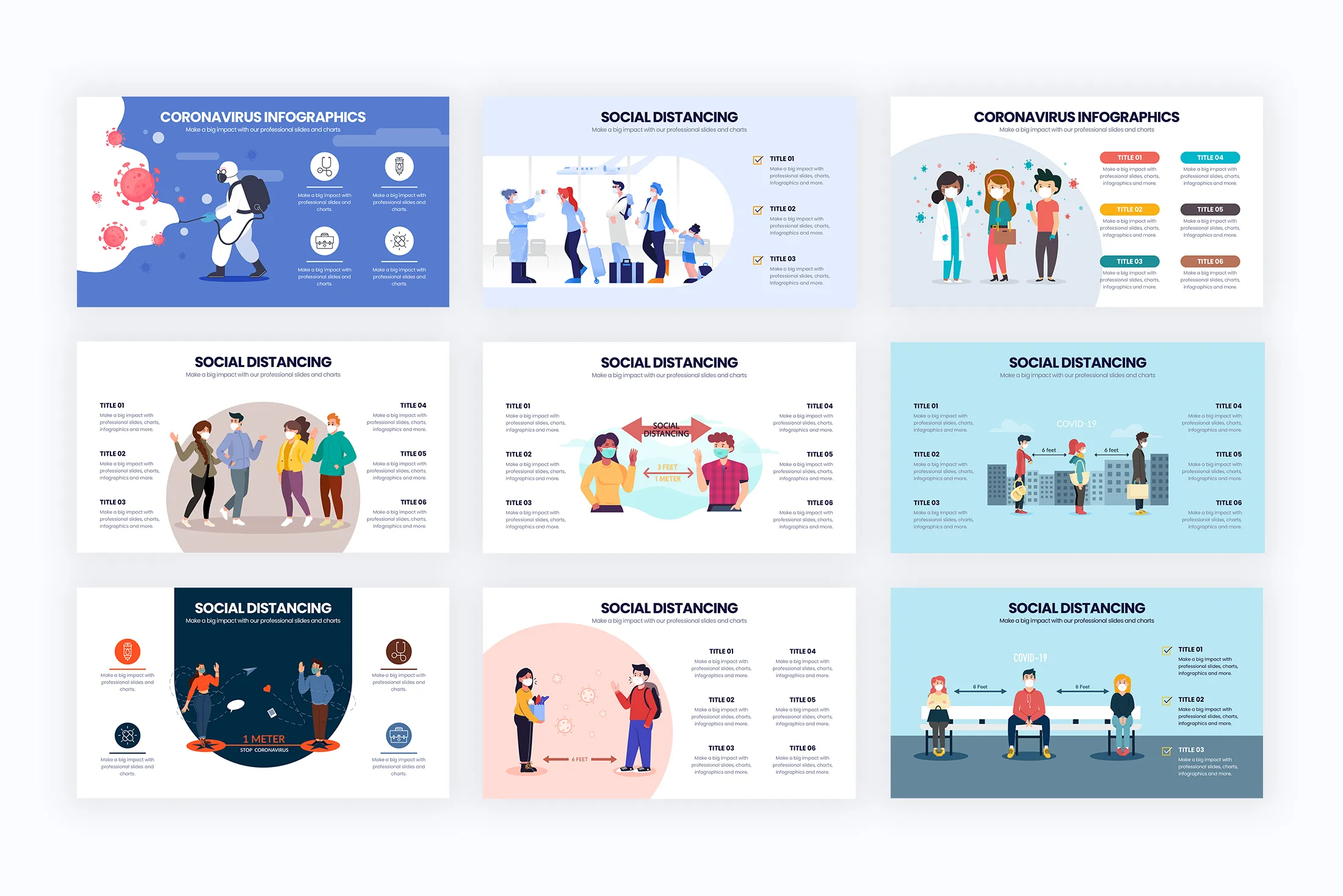 Coronavirus and Social Distancing Infographic Templates