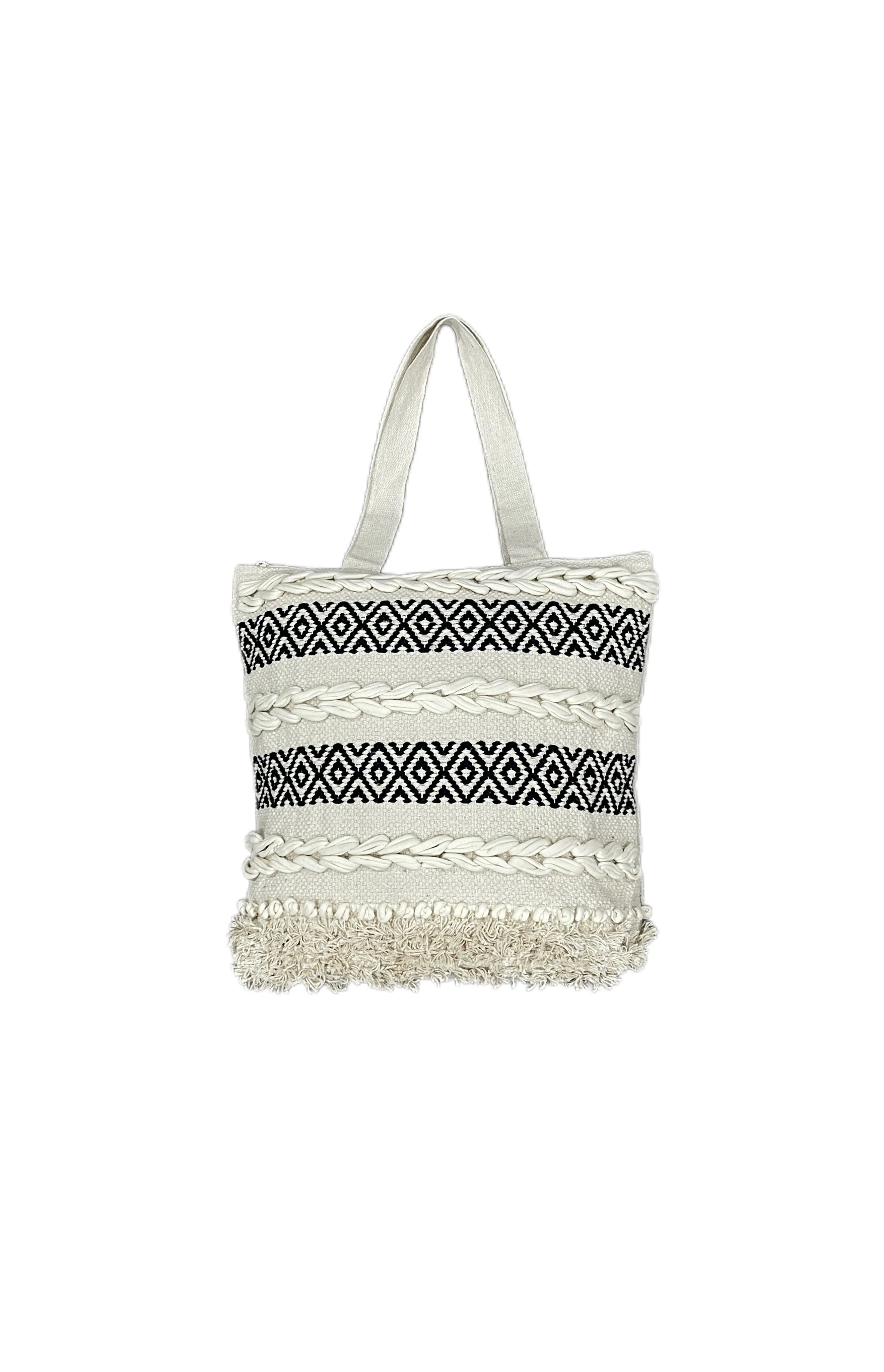 Cotton Boho Handmade Tufted Tote Bag