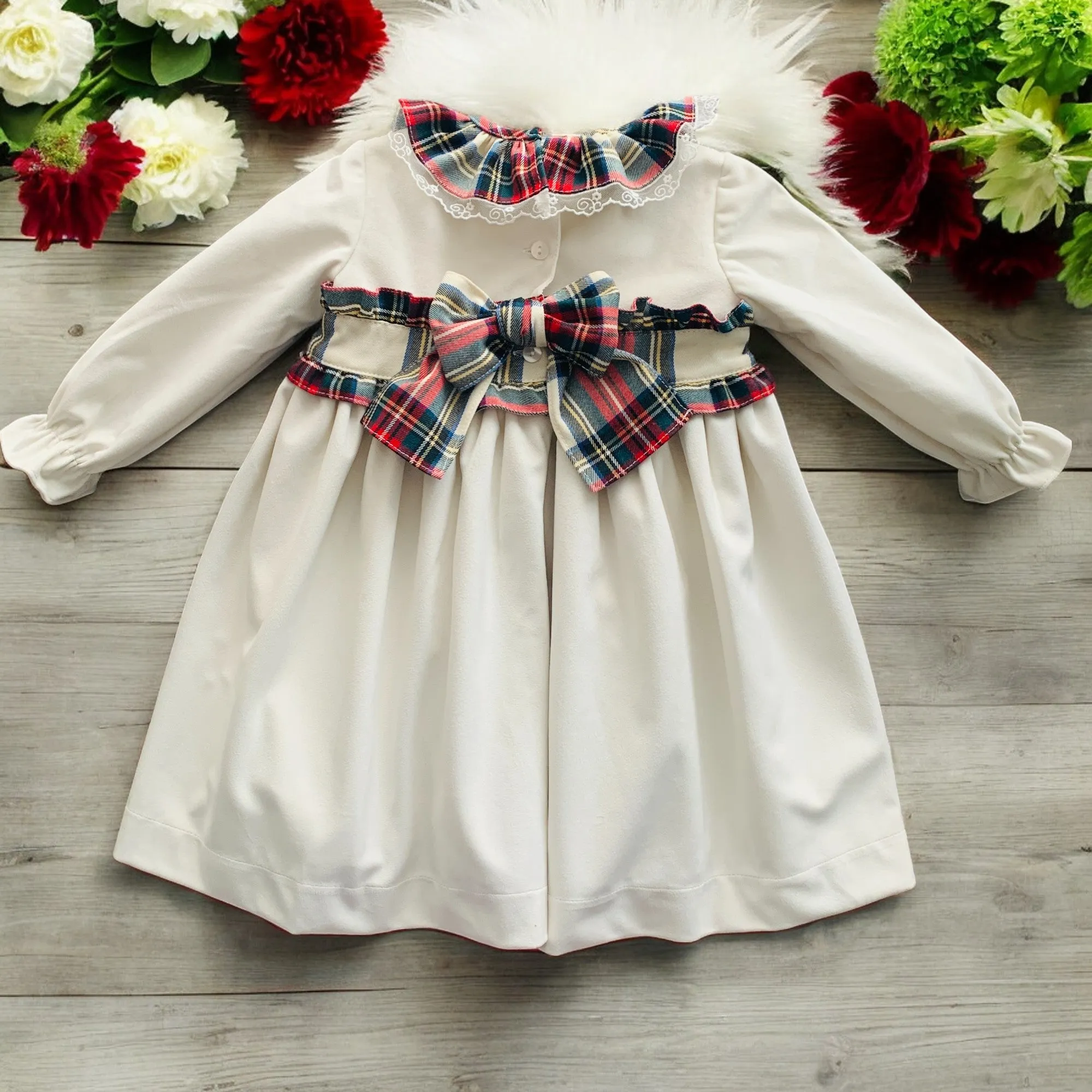 Cream Velvet Dress