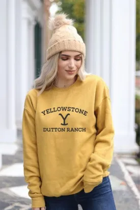 Mustard Dutton Ranch Brand Crewneck Sweatshirt