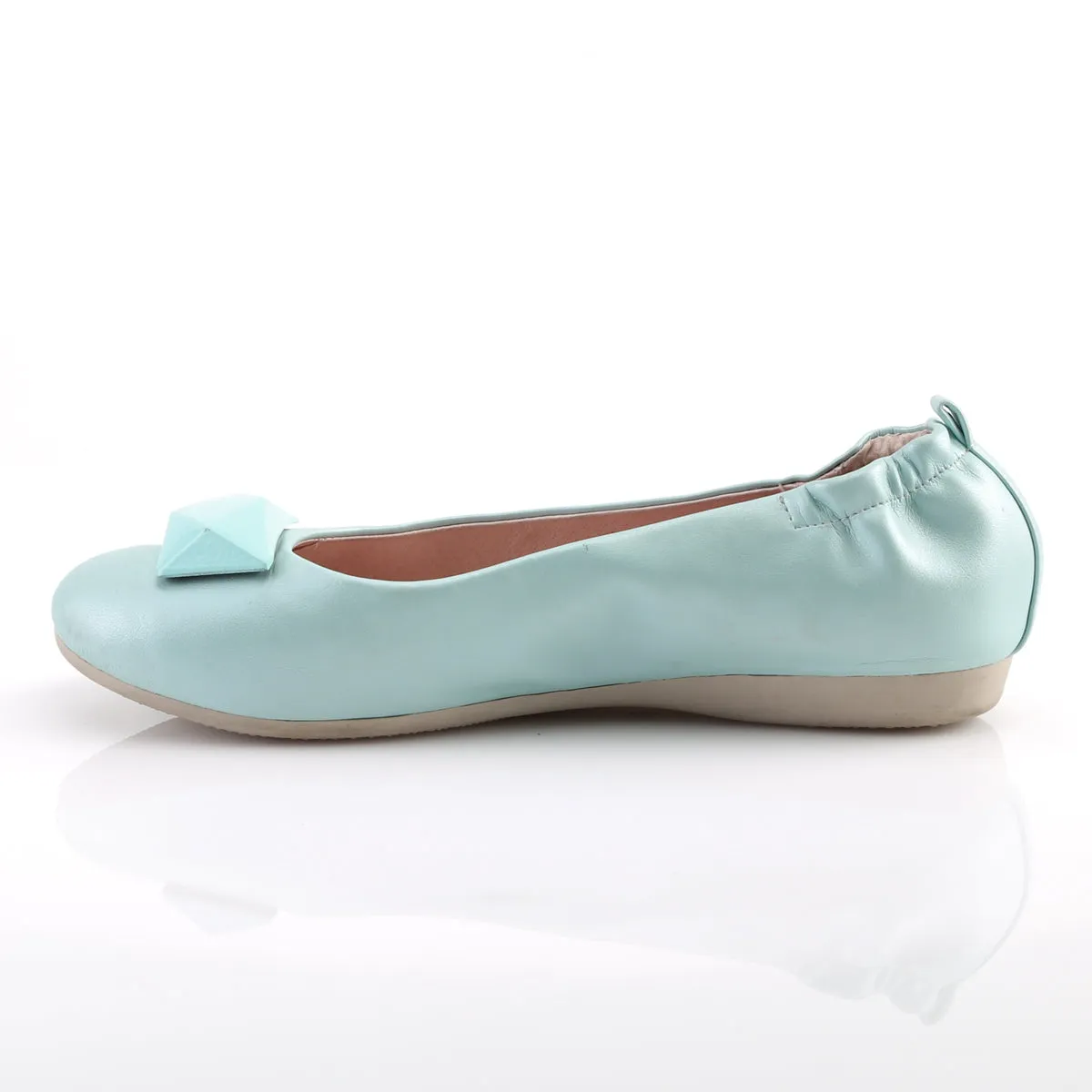 OLIVE-08 Pin Up Couture Flats Aqua Faux Leather Sexy Single Soles (Retro Heels)