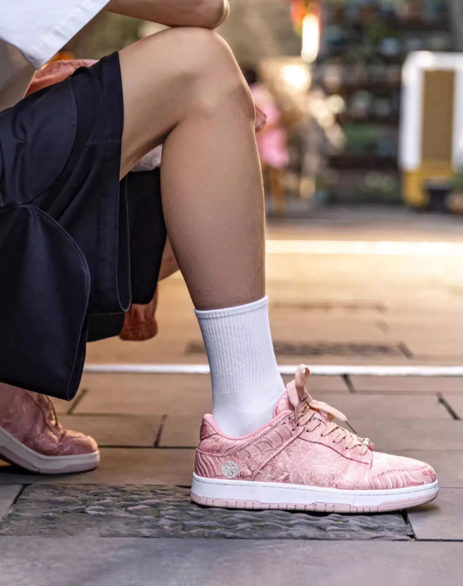Pink Silk Couple Breathable Leisure Sports Unisex Casual Shoes