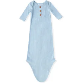 Swoon Baby Clothing Blue Ribbed Knotted Gown