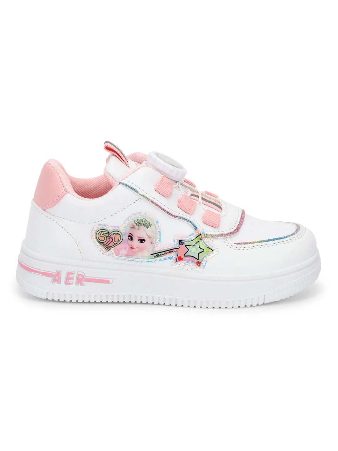 White Pink PU Stylish Rotating Button Sneakers For Kids-Unisex (TC-RS3621-WHTPNK)