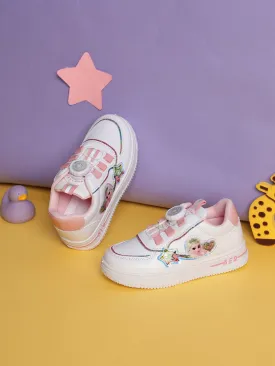 White Pink PU Stylish Rotating Button Sneakers For Kids-Unisex (TC-RS3621-WHTPNK)