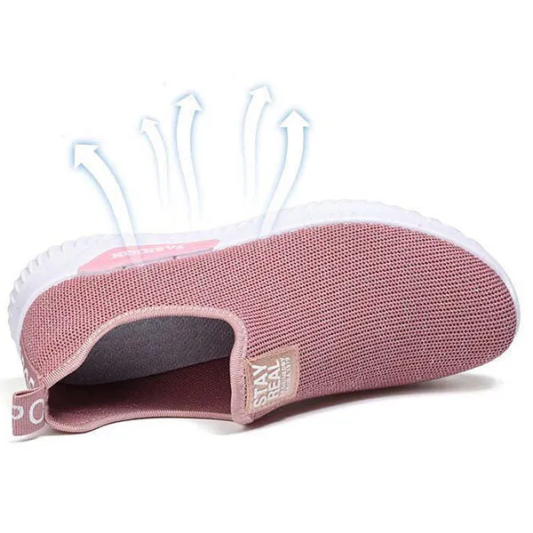 Women Outdoor Running Breathable Mesh Slip On Flat Shoes